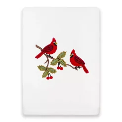 Linum Home Textiles Christmas Red Pair Embroidered Luxury Turkish Cotton Hand Towel