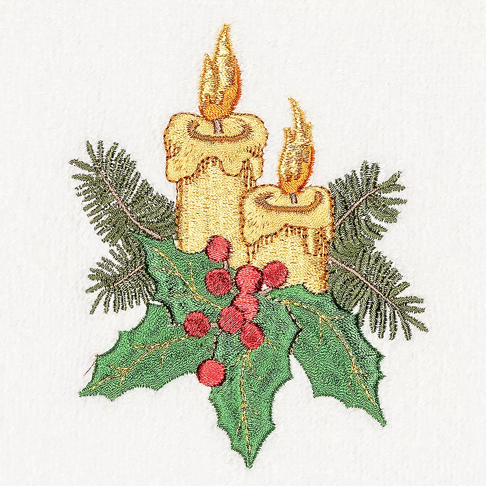 Linum Home Textiles Christmas Candles Embroidered Luxury Turkish Cotton Hand Towel - Image 2