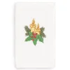 Linum Home Textiles Christmas Candles Embroidered Luxury Turkish Cotton Hand Towel