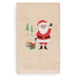 Linum Home Textiles Christmas Santa Waving Embroidered Luxury Turkish Cotton Hand Towel