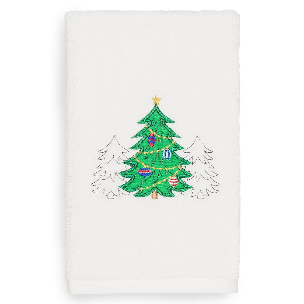 Linum Home Textiles Christmas Three Trees Embroidered Luxury Turkish Cotton Hand Towel