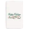 Linum Home Textiles Christmas Happy Holidays Embroidered Luxury Turkish Cotton Hand Towel