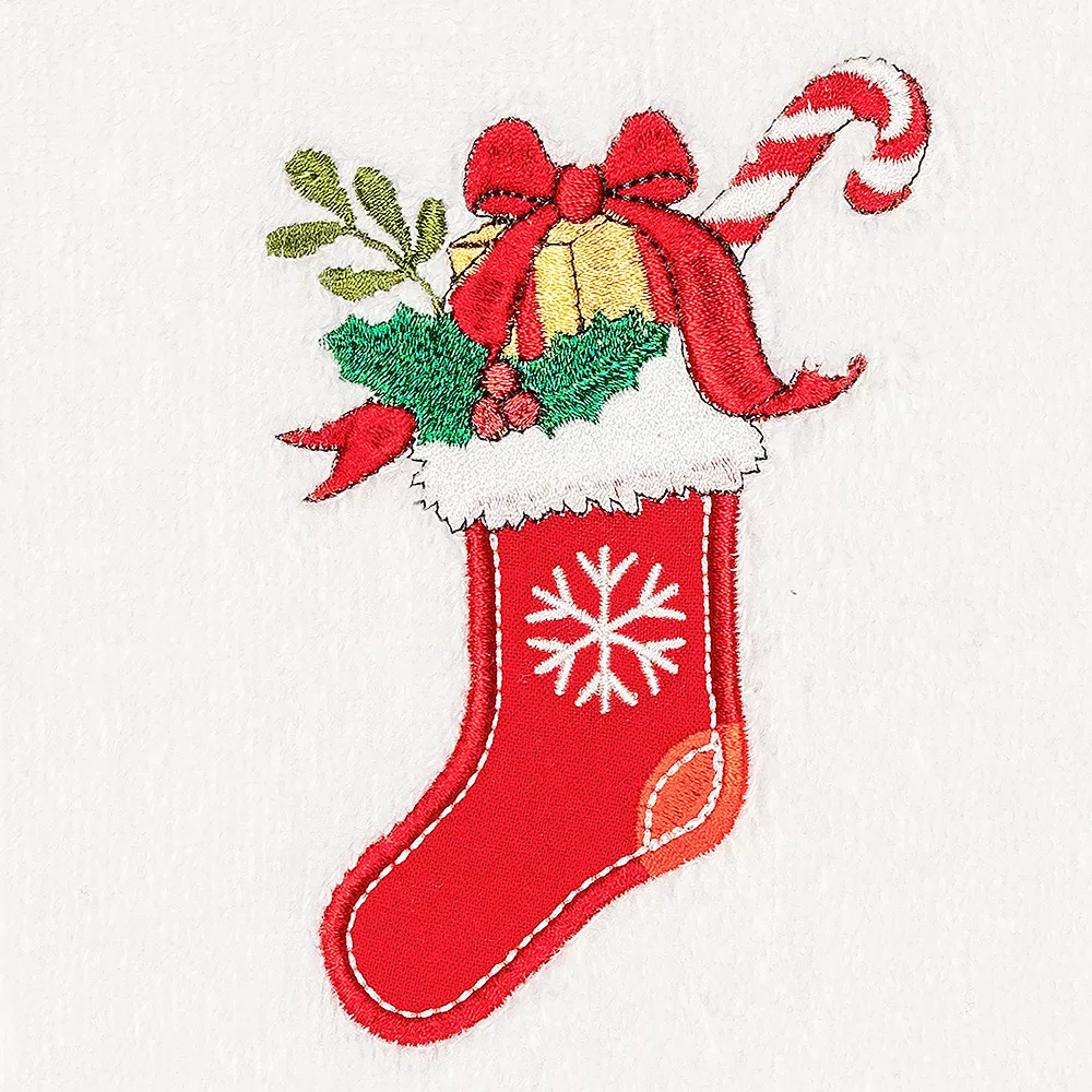 Linum Home Textiles Christmas Stocking Embroidered Luxury Turkish Cotton Hand Towel - Image 2