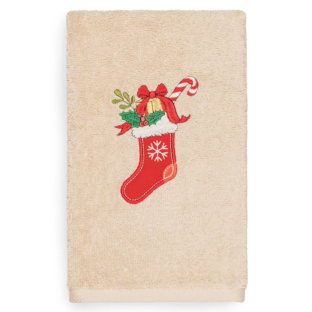 Linum Home Textiles Christmas Stocking Embroidered Luxury Turkish Cotton Hand Towel