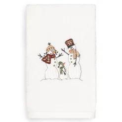 Linum Home Textiles Christmas Snow Family Embroidered Luxury Turkish Cotton Hand Towel
