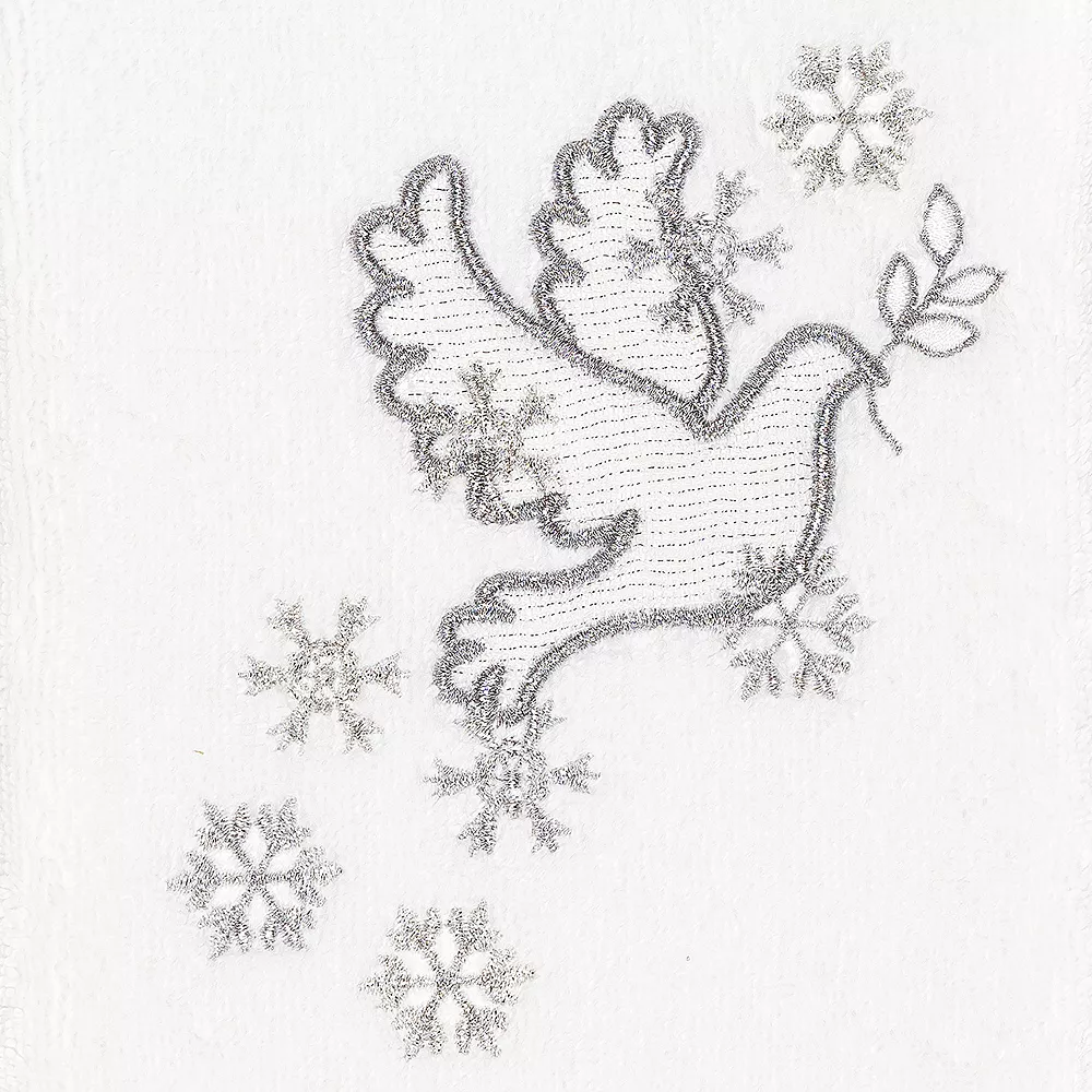 Linum Home Textiles Christmas Dove Embroidered Luxury Turkish Cotton Hand Towel - Image 2