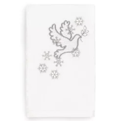 Linum Home Textiles Christmas Dove Embroidered Luxury Turkish Cotton Hand Towel