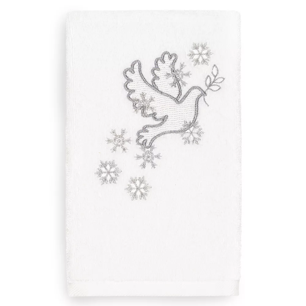 Linum Home Textiles Christmas Dove Embroidered Luxury Turkish Cotton Hand Towel