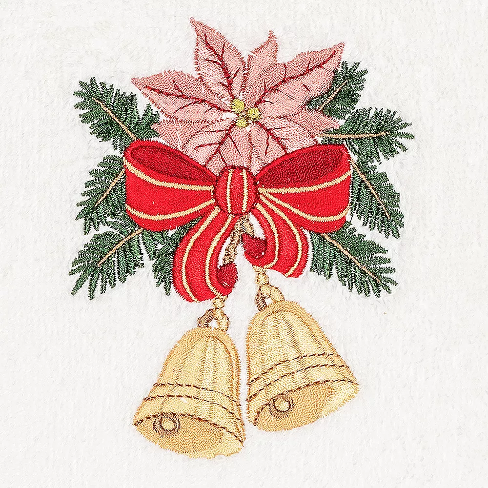 Linum Home Textiles Christmas Bells Embroidered Luxury Turkish Cotton Hand Towel - Image 2