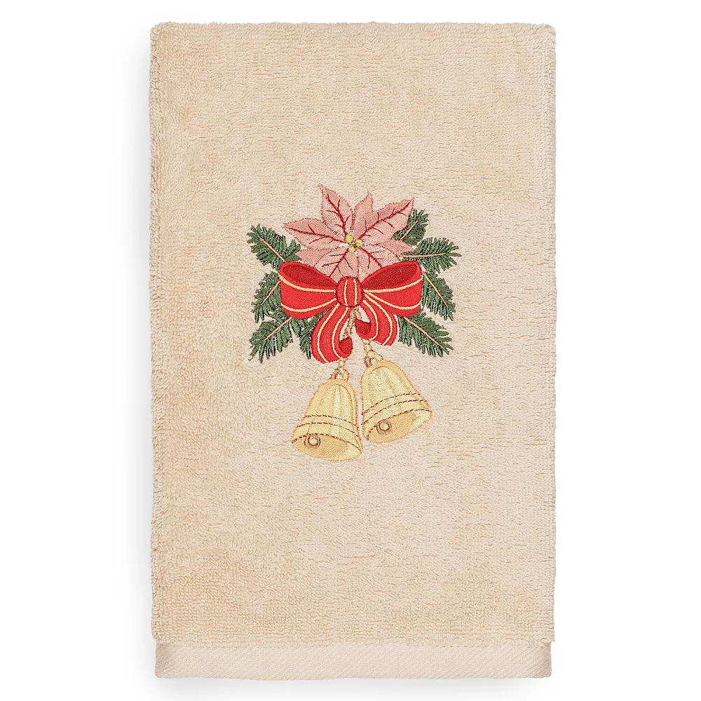 Linum Home Textiles Christmas Bells Embroidered Luxury Turkish Cotton Hand Towel