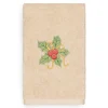 Linum Home Textiles Christmas Holly Bunch Embroidered Luxury Turkish Cotton Hand Towel