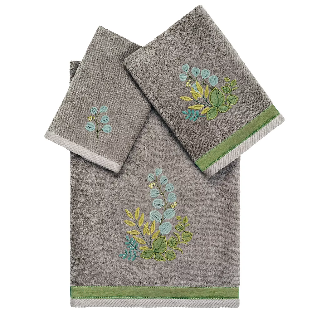 Linum Home Textiles Turkish Cotton Botanica 3-piece Embellished Towel Set