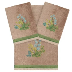 Linum Home Textiles Turkish Cotton Botanica 3-piece Embellished Towel Set