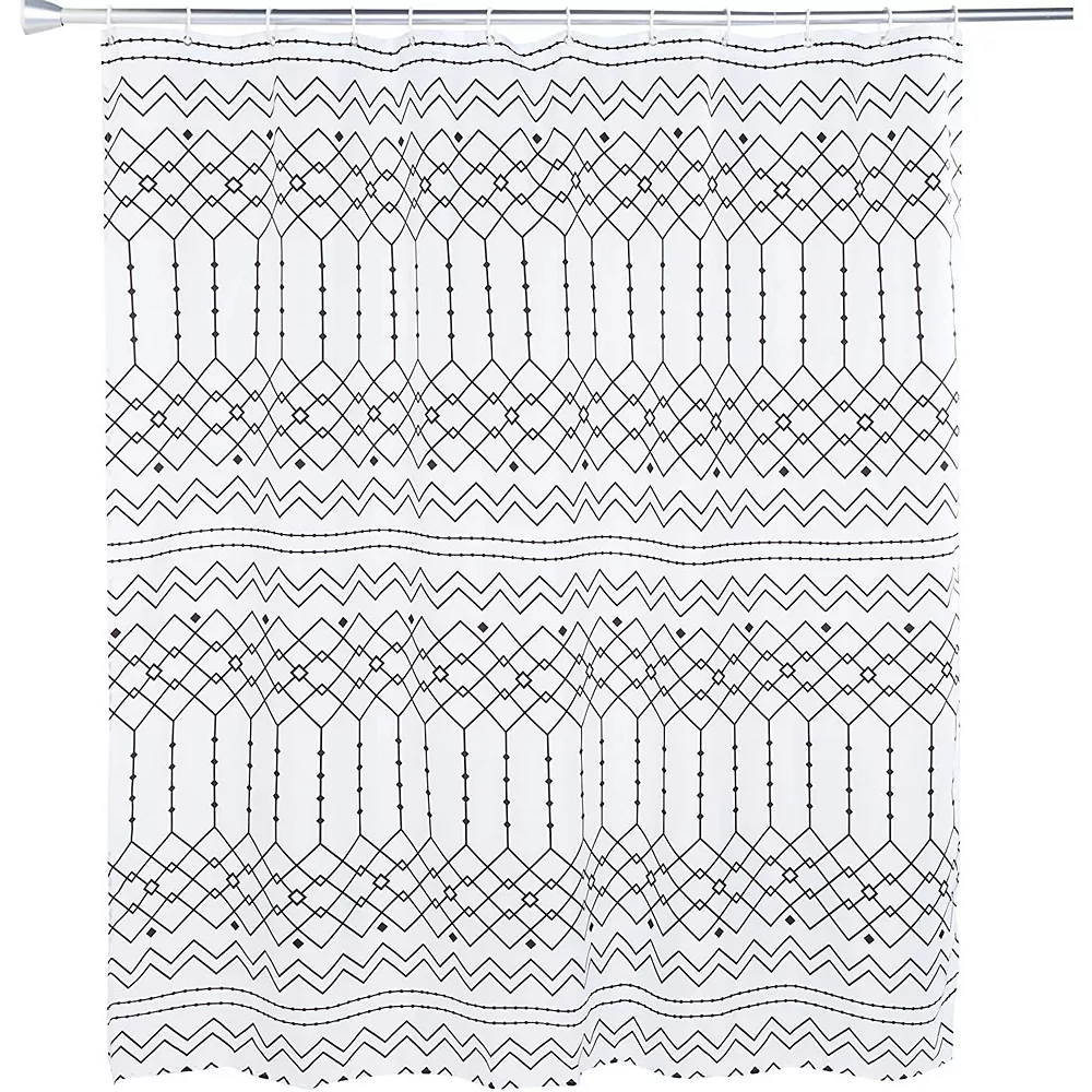 Okuna Outpost Bohemian Style Shower Curtain Set With 12 Hooks, Bathroom Decor (70 X 71 In, 13 Pieces)