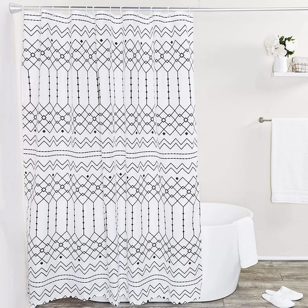 Okuna Outpost Bohemian Style Shower Curtain Set With 12 Hooks, Bathroom Decor (70 X 71 In, 13 Pieces) - Image 3