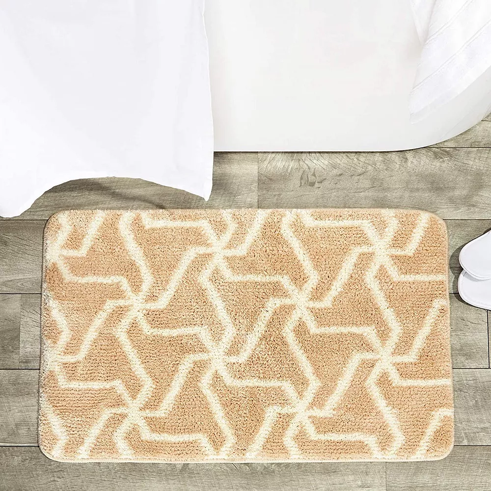 Juvale Non Slip Bath Mat For Bathroom, Shaggy Cream Rug (31.5 X 19.7 In) - Image 3